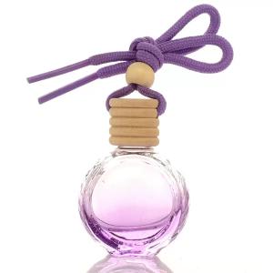 Flat Round 10ML Car air Freshener Hanging Aroma Diffuser Perfume Bottle with Wooden Lid