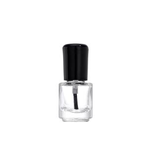 Empty Cylinder 5ml Clear Nail Polish Oil Glass Bottles with Black Screw Brush Lid