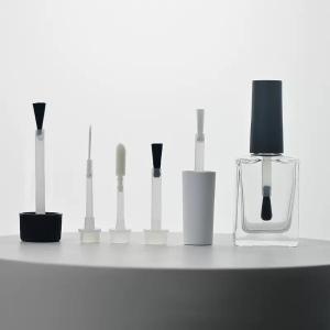 Empty Cylinder 5ml Clear Nail Polish Oil Glass Bottles with Black Screw Brush Lid