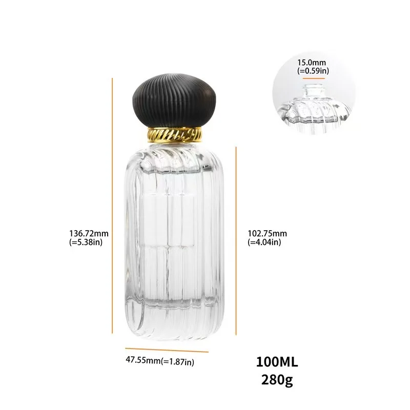 100ml Cylinder Cosmetic Dispenser Glass Perfume Bottles with Ball Cap