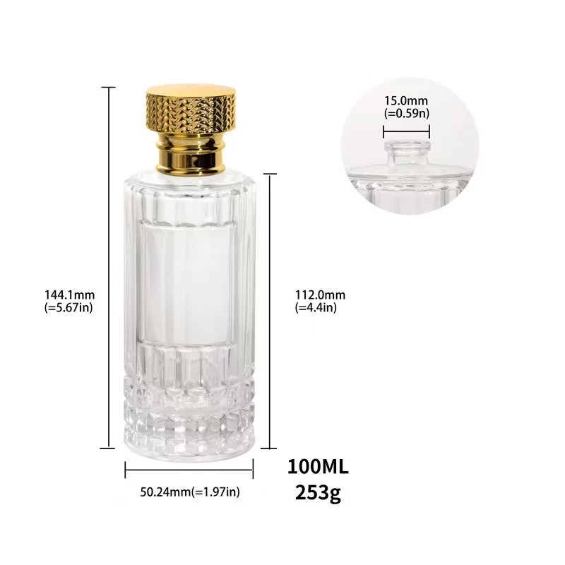 100ml Cylinder Atomizer Perfume Glass Bottle with Sprayer Pump
