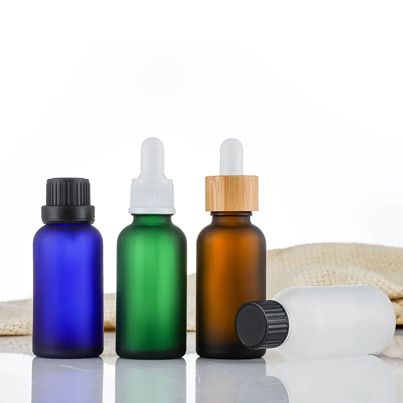 1oz Frosted Green Cosmetic Bottles,Essential Oil Glass Dropper Bottle