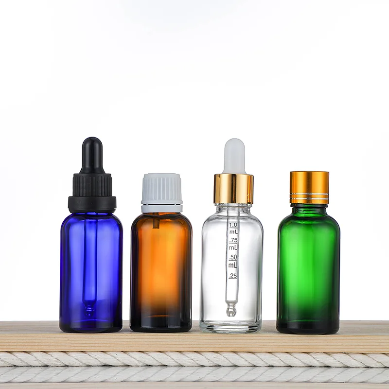 Empty 50ml Blue Glass Essential Oil Bottles, 18mm Neck Glass Dropper Bottle