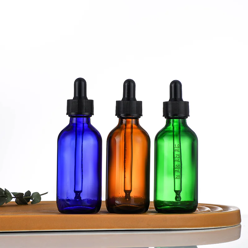 480ml Blue Cosmetic Bottle,Cylinder Boston Glass Oil Bottles