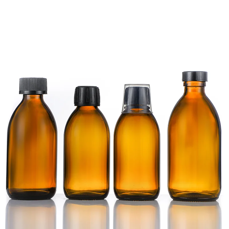200ml 250ml Round Empty Glass Syrup Bottles,Medical Liquid Glass Bottle