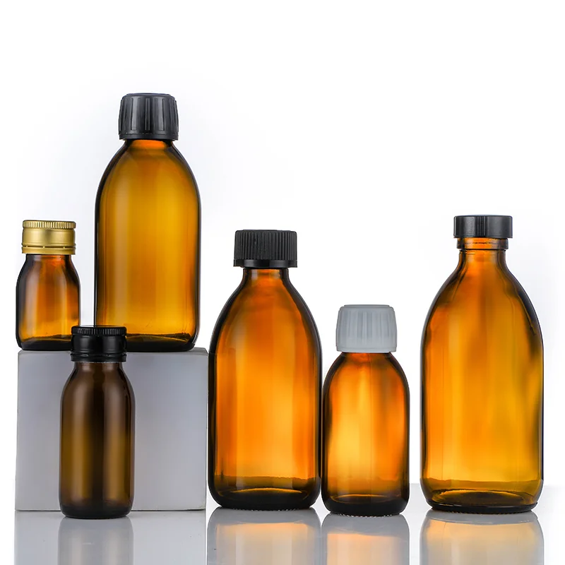 300ml Cough Syrup Amber Round Glass Bottles