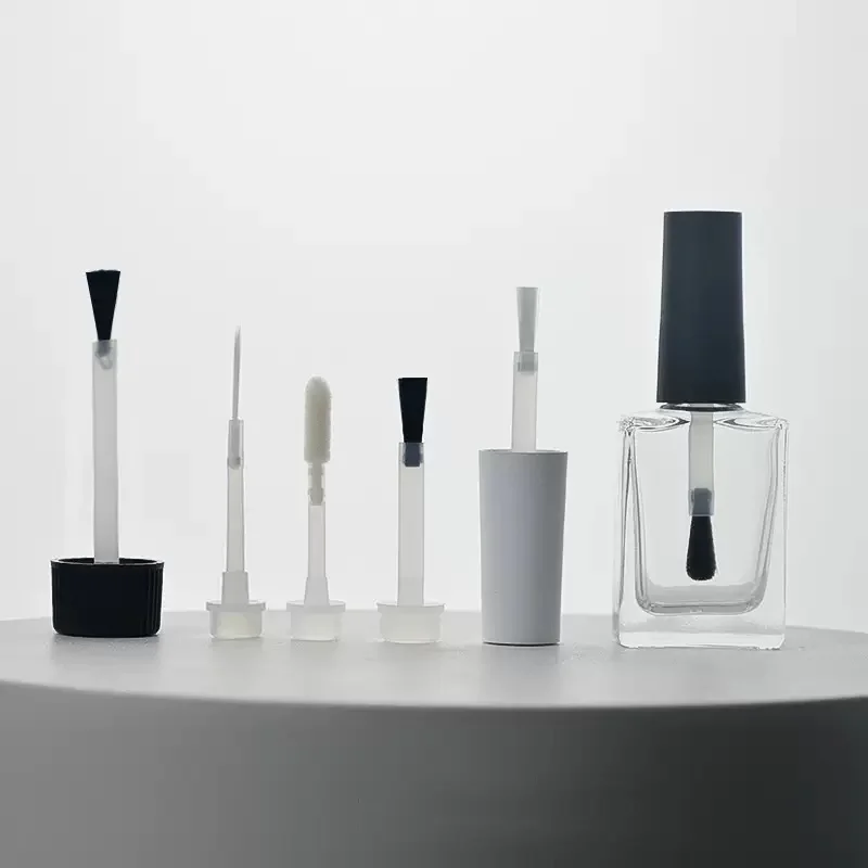 product image Empty Cylinder 5ml Clear Nail Polish Oil Glass Bottles with Black Screw Brush Lid SK-NPGB005