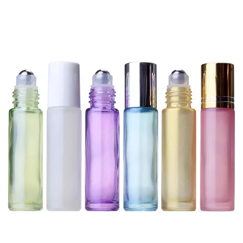 Customized Colorful Coating Roll on Glass Bottle with Metal Roller Balls