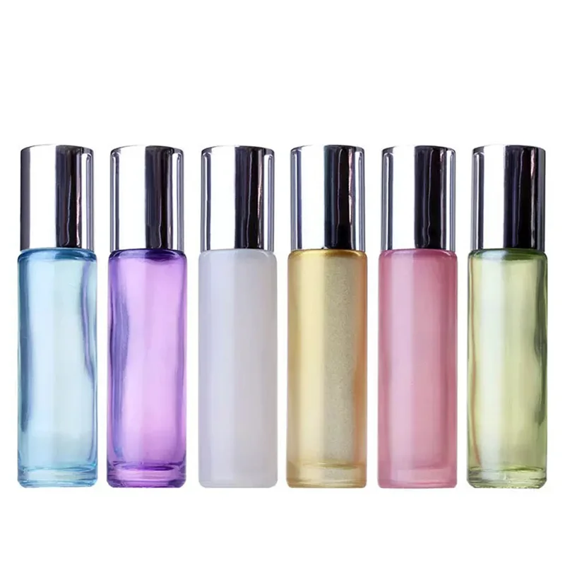 Customized Colorful Coating Roll on Glass Bottle with Metal Roller Balls