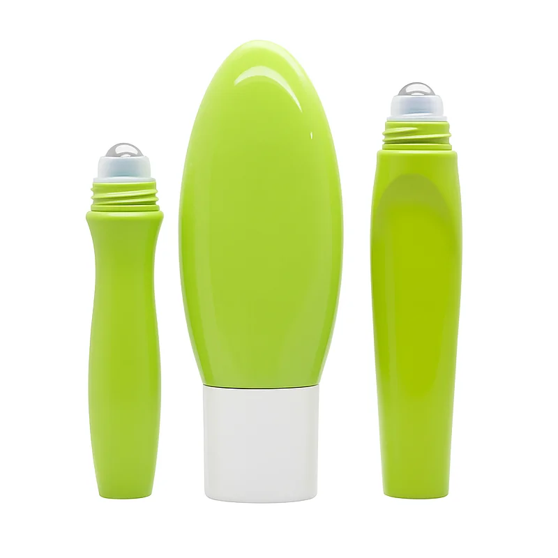 50ml Wholesale Oval Flat Green Plastic Roll on Bottle for Eye Cream Cosmetic Skin Care