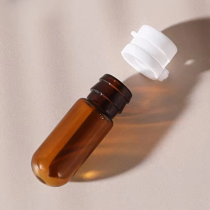 2ml Small Fine Oil Bottle Light Amber Round Bottle Glass Vial,5ml Essential Oil Tube Bottles with Cap