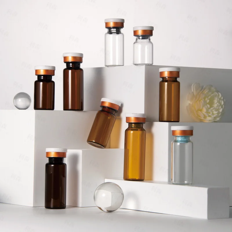 product image Empty Brown Glass Injection Vials 5ml Glass Penicilline Bottle with Silicone Cork TP-GTB006