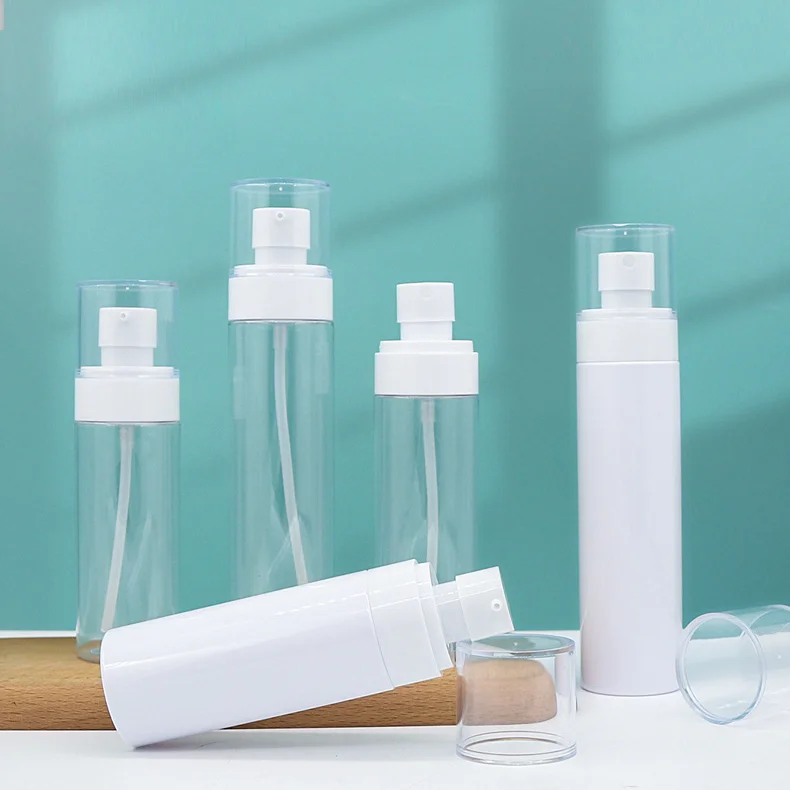 product image 100ml 120ml Empty Plastic Skincare Lotion Pump Bottle Wholesale White Transparent Toner TP-PETJ09