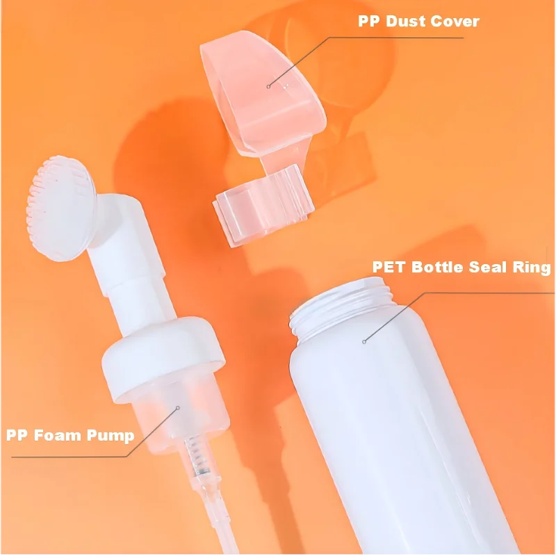 Empty Plastic Foam Pump Bottle 50ml 100ml Clear White Black PET Facial Cleanser Mousse Foam Pump Bottle