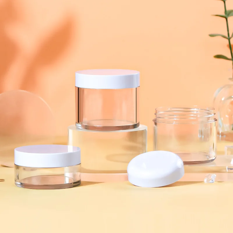 Custom Cream Bottle 50g 100g Screw Cap Luxury Empty Cream Jar in Transparent Color with Wide Mouth Leak Proof