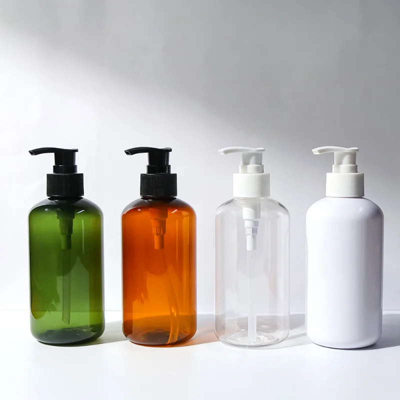 300ml 500ml Large Volume PET Plastic Bottle with Lotion Pump Plastic Cosmetic Bottle for Shampoo and Conditioner Packaging