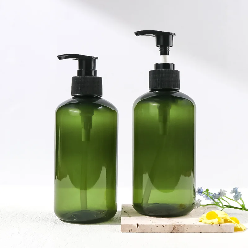 300ml 500ml Large Volume PET Plastic Bottle with Lotion Pump Plastic Cosmetic Bottle for Shampoo and Conditioner Packaging