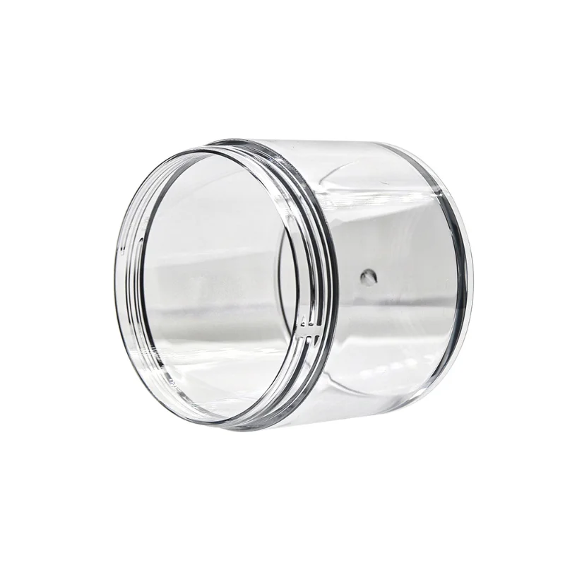 Cylinder Shape Plastic Cosmetic Jar with Screw Lid 200ml 300ml PET Face Cream Container