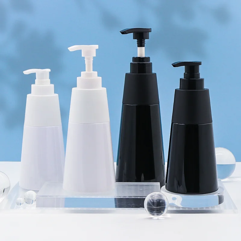 High Quality 200ml 350ml Conical PET Bottle for Face Wash Shampoo Shower Gel with Upper and Lower Locking Design Packaging