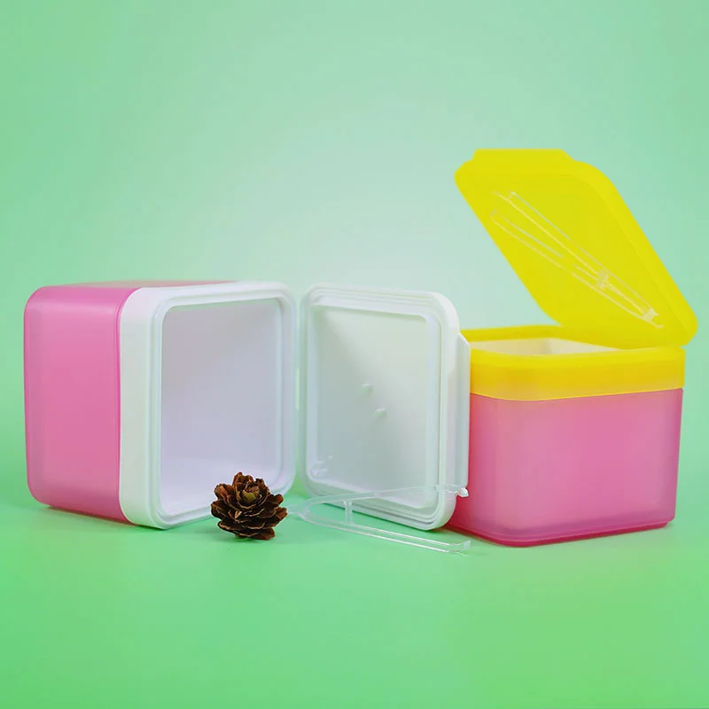 300g Square PP Plastic Cosmetic Cotton Pad Dispenser Jar Large-Capacity Cosmetic Moisturizer Jar Cotton Pad Jar With Tweezers