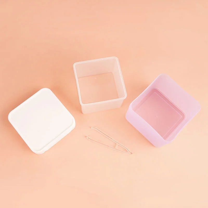 300g Square PP Plastic Cosmetic Cotton Pad Dispenser Jar Large-Capacity Cosmetic Moisturizer Jar Cotton Pad Jar With Tweezers
