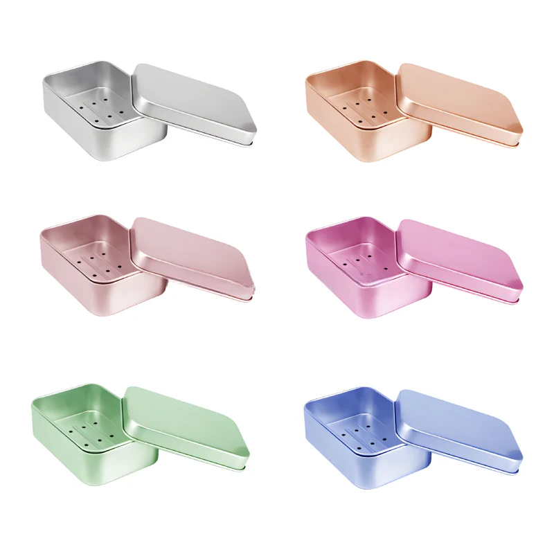 Hot Selling Aluminum Soap Packaging Box Portable Aluminum Box Three Layer With Strainer Soap Storage Container