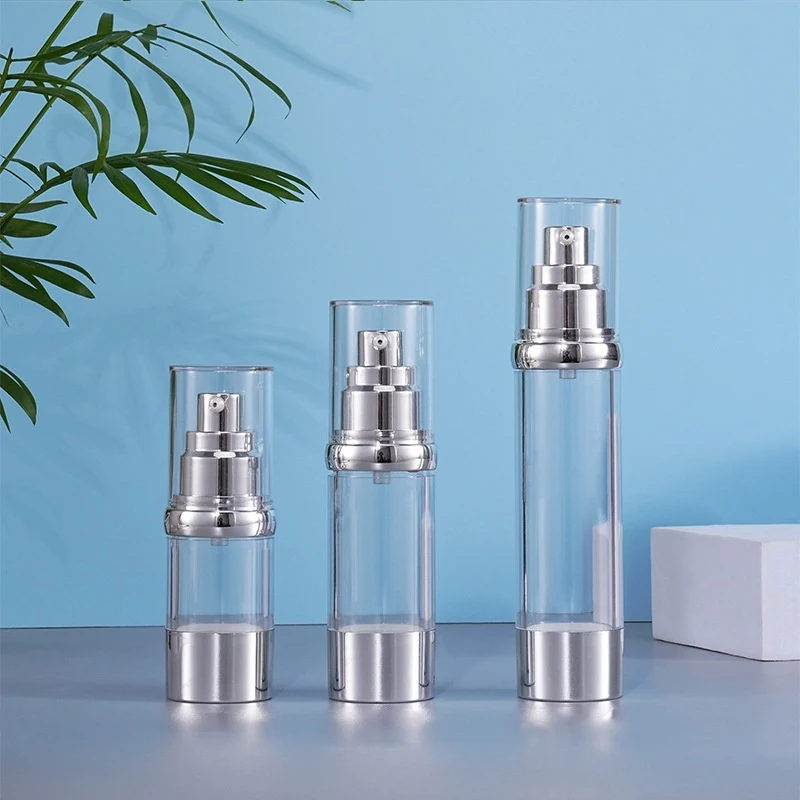 Unique Luxury Electroplating Silver Gold Airless Bottle 50ml Airless Lotions Serum Foundation Cream Shampoo Bottle