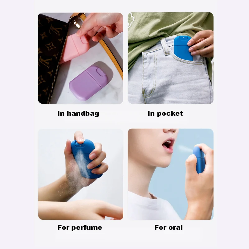 Eco-friendly 20ml 30ml Refillable Empty PP Pump Sprayer Fine Mist Credit Card Pocket Portable Mouth Spray Bottle