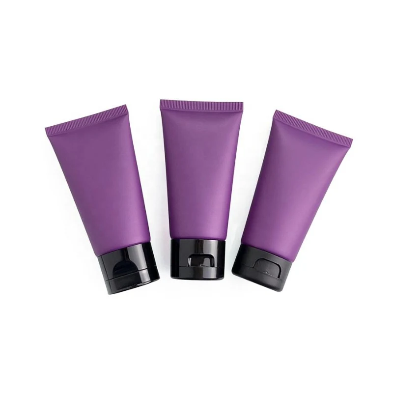 50ml Purple Matte Soft Plastic Makeup Tube Custom Logo for Facial Cleanser Skin Care Sunscreen Face Care Cosmetic