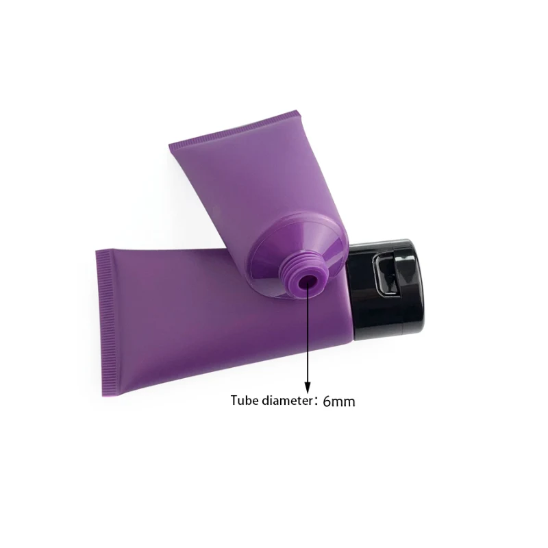 50ml Purple Matte Soft Plastic Makeup Tube Custom Logo for Facial Cleanser Skin Care Sunscreen Face Care Cosmetic