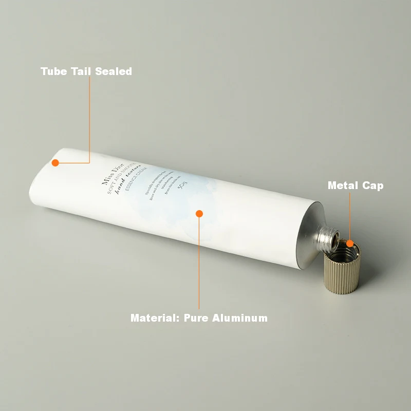 Empty Aluminum Packaging Tube Cap 50ml Squeeze Aluminum Tube for Hand Cream Aluminum Tube for Cosmetics