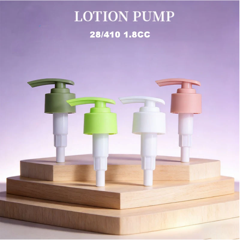 28/410 Child-Proof Security Collar Cosmetic Dispenser Pump Matte Green Plastic Lotion Pump Tamper Evident Ring Screw-On Closure